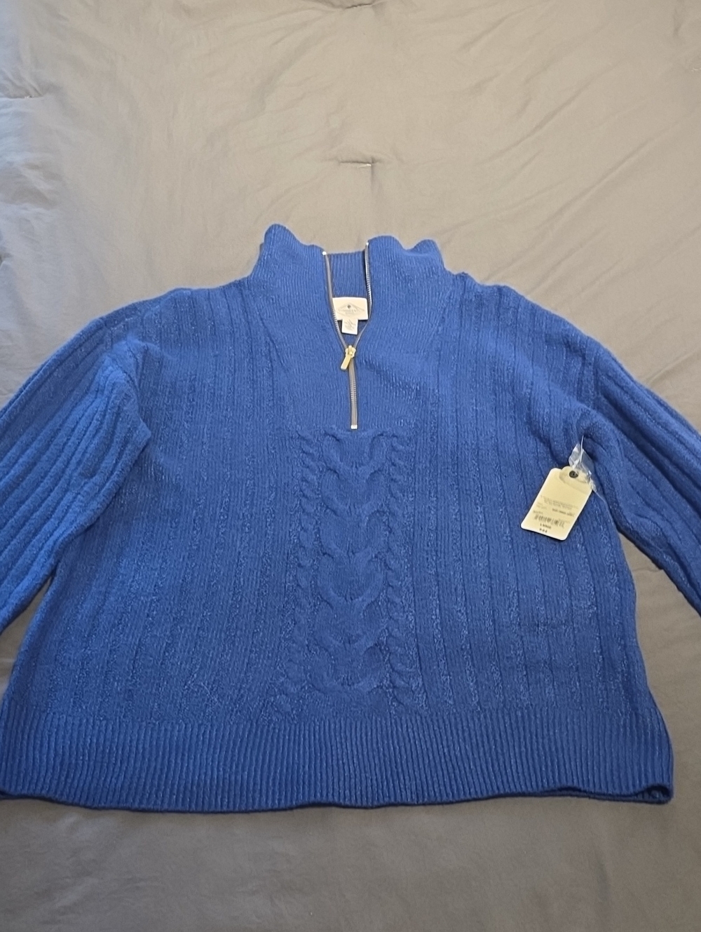St. John’s Bay Royal Blue Half-Zip Cable Turtleneck Sweater NWT